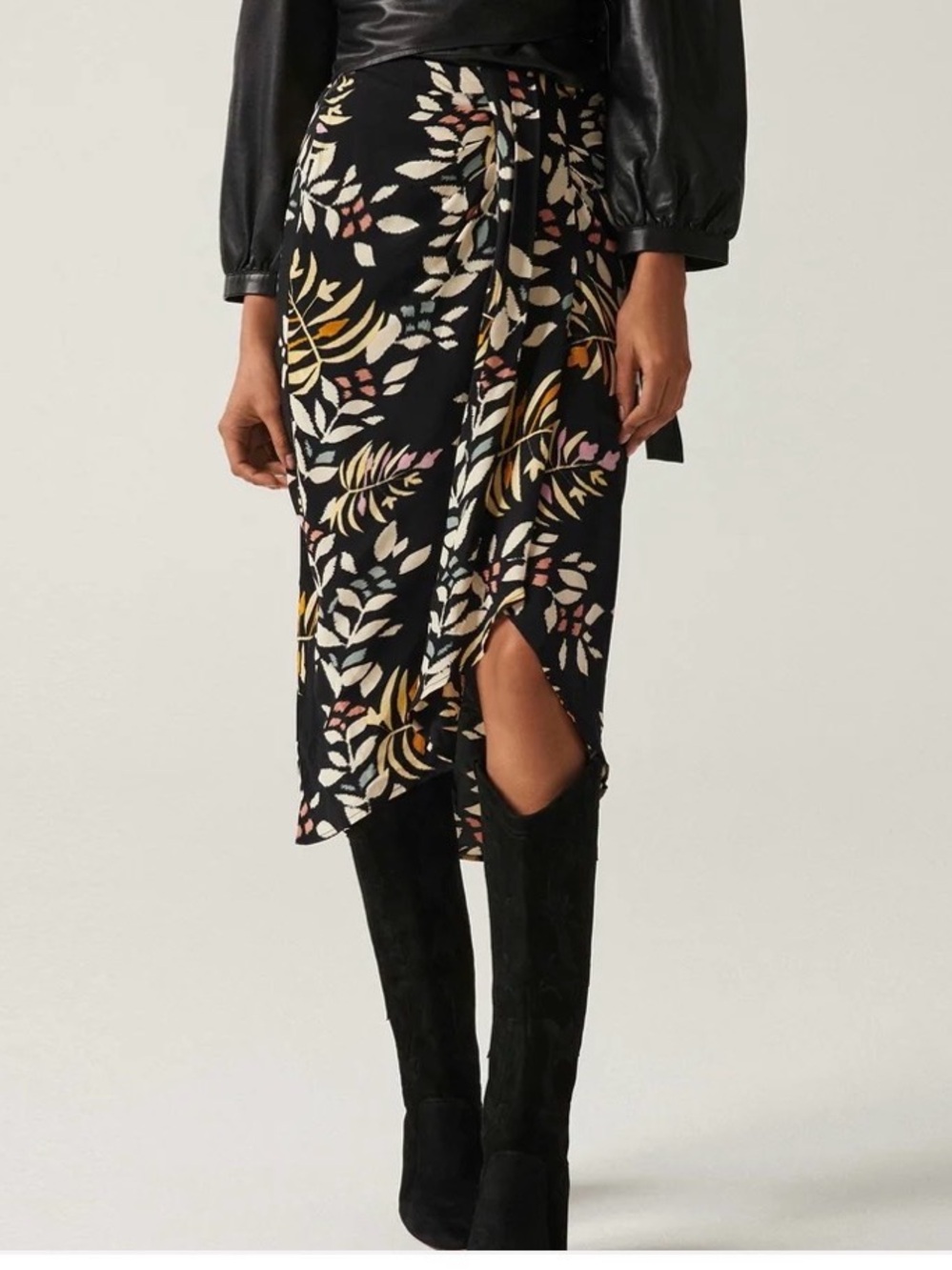 ba&sh Christo Printed Faux Wrap Midi Skirt - Multicolor Print
